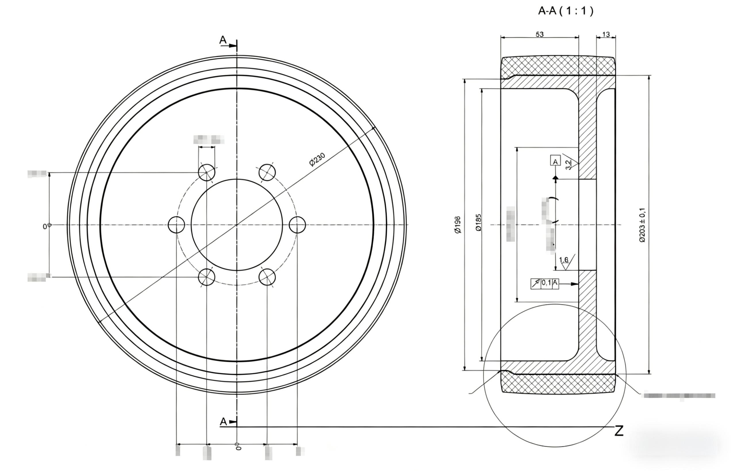 AGV load wheel design drawing